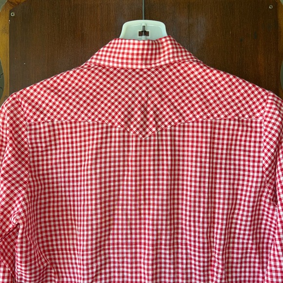 Vintage Hot Line from Mervyns Top Womens 8 gingham pearl snap red western - Picture 10 of 11